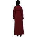 Front open classic frill abaya- Maroon
